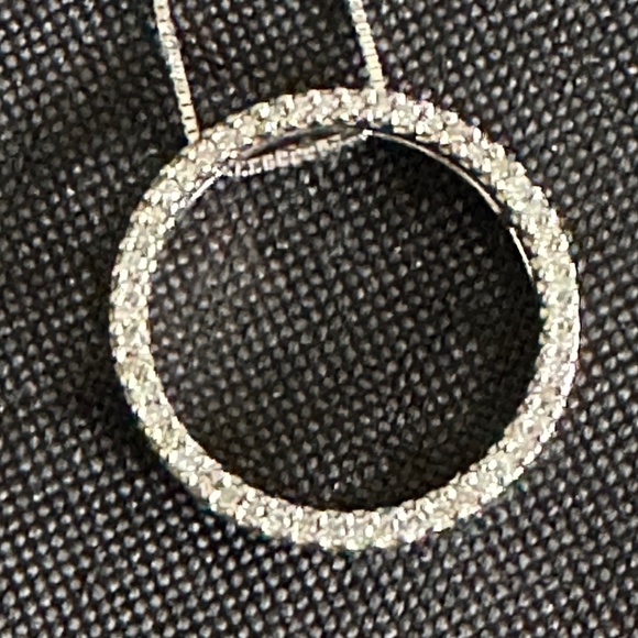 Diamond Circle Pendant in Sterling Silver - Picture 2 of 12